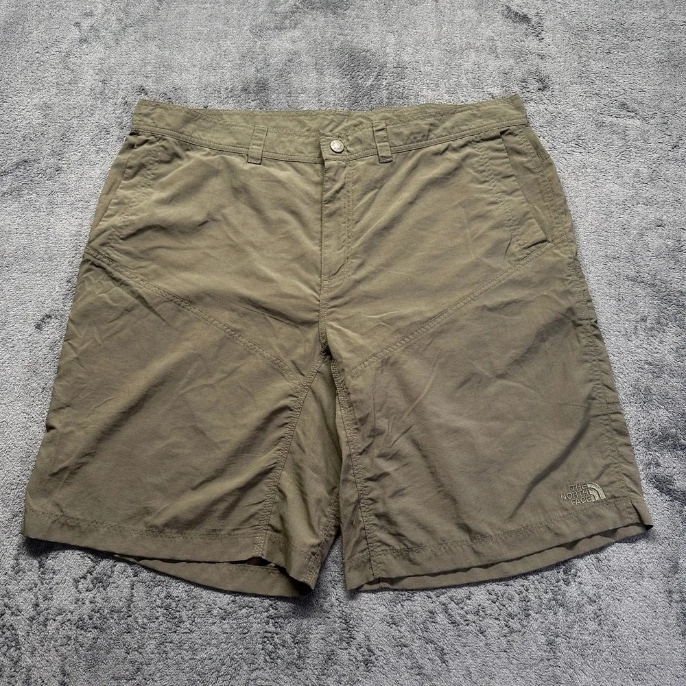 The North Face Packable Hiking Shorts Mens 40 Green Nylon Ripstop Cargo Outdoor